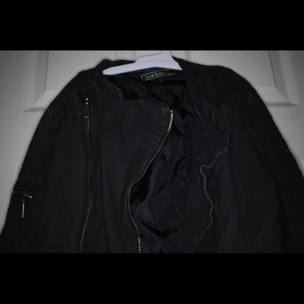 Grey side zip biker jacket